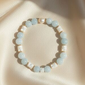 Mother Of Pearl/Aquamarine/Freshwater Natural Pearl Bracelet